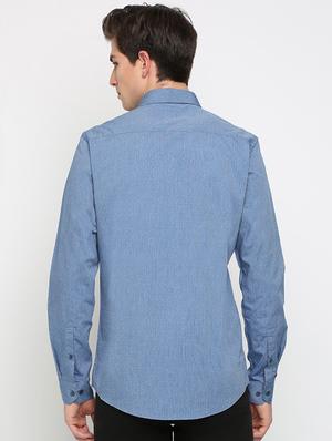 blue polka dot print casual shirt - 17277965 - Standard Image - 3