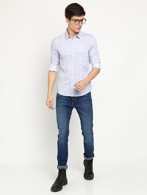 blue printed casual shirt - 17277983 - Standard Image - 4