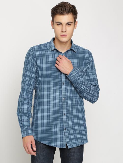 blue checkered casual shirt - 17278018 - Standard Image - 1