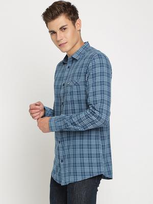 blue checkered casual shirt - 17278018 - Standard Image - 2