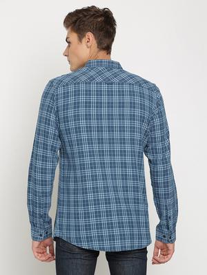 blue checkered casual shirt - 17278018 - Standard Image - 3