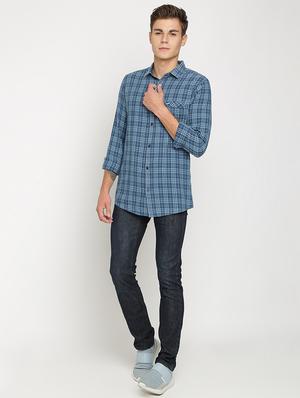 blue checkered casual shirt - 17278018 - Standard Image - 4