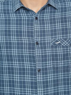 blue checkered casual shirt - 17278018 - Standard Image - 5