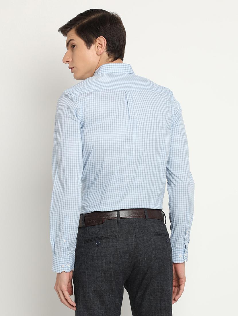 blue checkered formal shirt - 17278035 - Zoom Image - 3