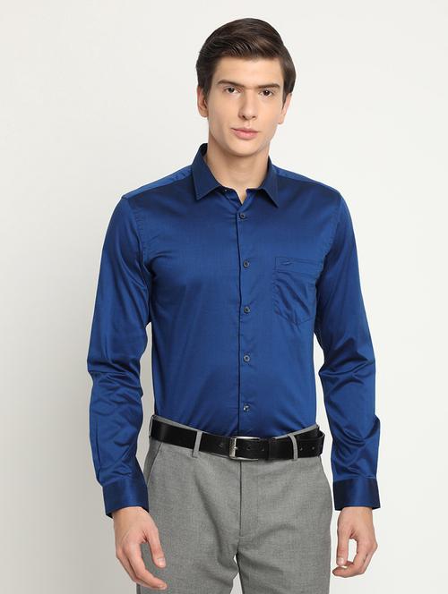 blue solid formal shirt - 17278043 - Standard Image - 1