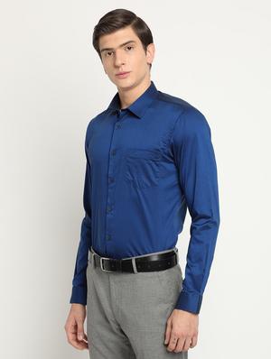 blue solid formal shirt - 17278043 - Standard Image - 2