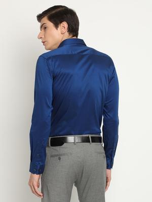 blue solid formal shirt - 17278043 - Standard Image - 3