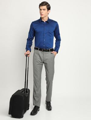 blue solid formal shirt - 17278043 - Standard Image - 4