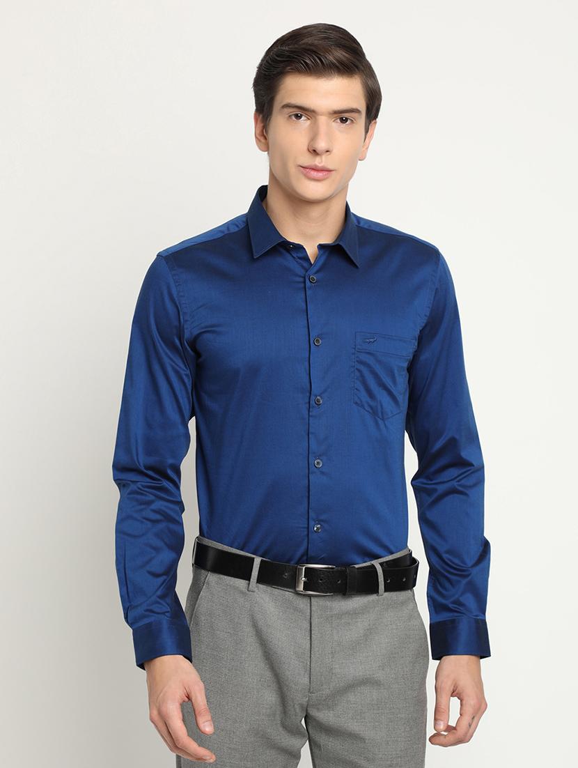 blue solid formal shirt - 17278043 - Zoom Image - 1