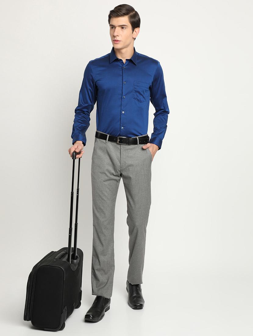 blue solid formal shirt - 17278043 - Zoom Image - 4