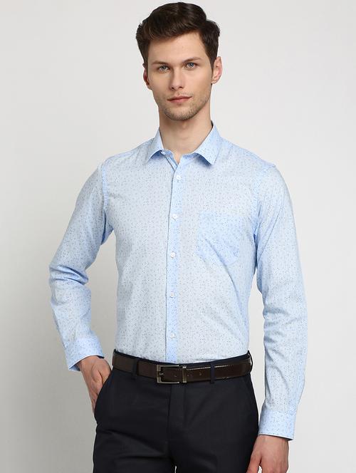 blue printed formal shirt - 17278060 - Standard Image - 1