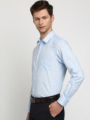 blue printed formal shirt - 17278060 - Standard Image - 2