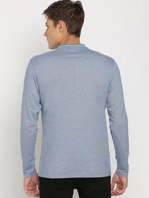 blue solid collared t-shirt - 17278091 - Standard Image - 3