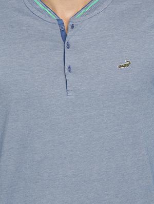 blue solid collared t-shirt - 17278091 - Standard Image - 5
