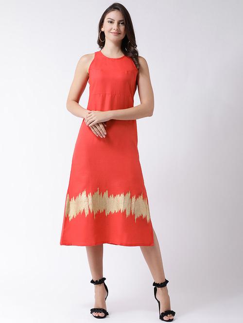 foil print a-line dress - 17278229 - Very Small Image - 1