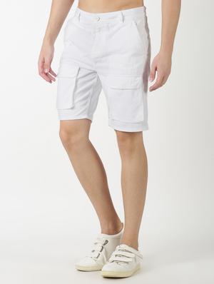 white solid denim shorts - 17278322 - Standard Image - 2
