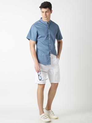 white solid denim shorts - 17278322 - Standard Image - 4