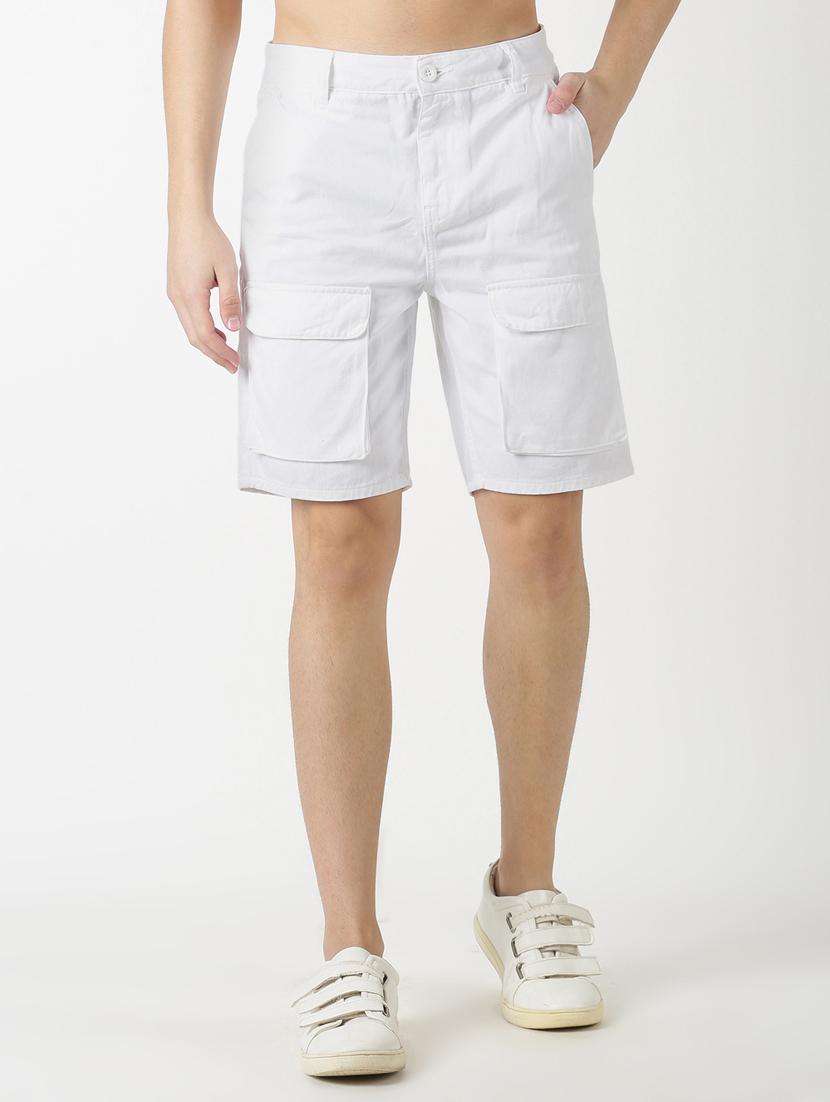 white solid denim shorts - 17278322 - Zoom Image - 1