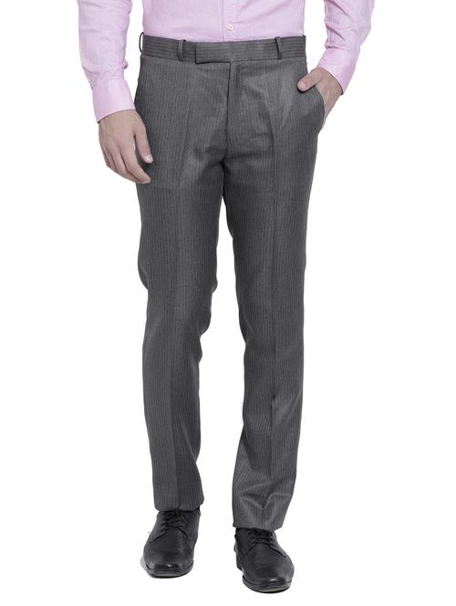 brown striped flat front formal trouser - 17278403 - Standard Image - 1