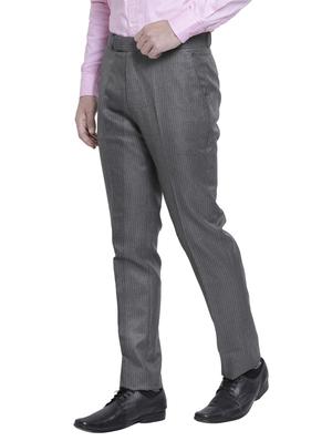 brown striped flat front formal trouser - 17278403 - Standard Image - 2