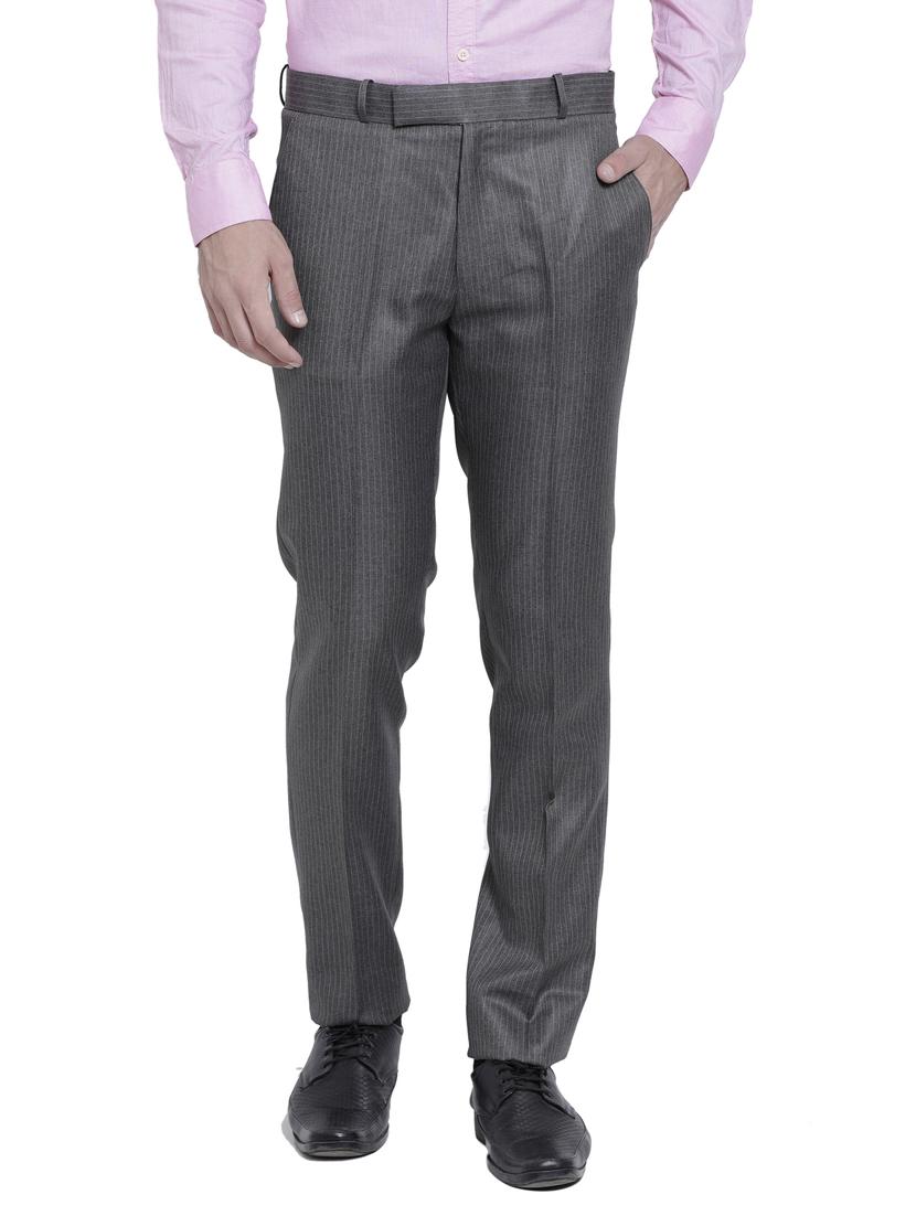 brown striped flat front formal trouser - 17278403 - Zoom Image - 1