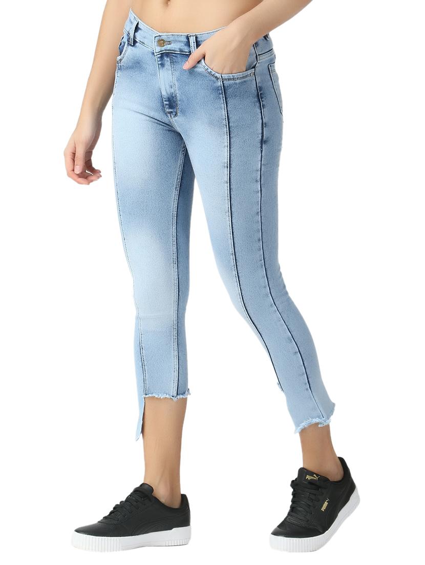 asymmetric hem denim jeans - 17278604 - Zoom Image - 2