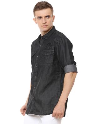 black solid casual shirt - 17278670 - Standard Image - 2