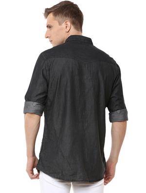 black solid casual shirt - 17278670 - Standard Image - 3