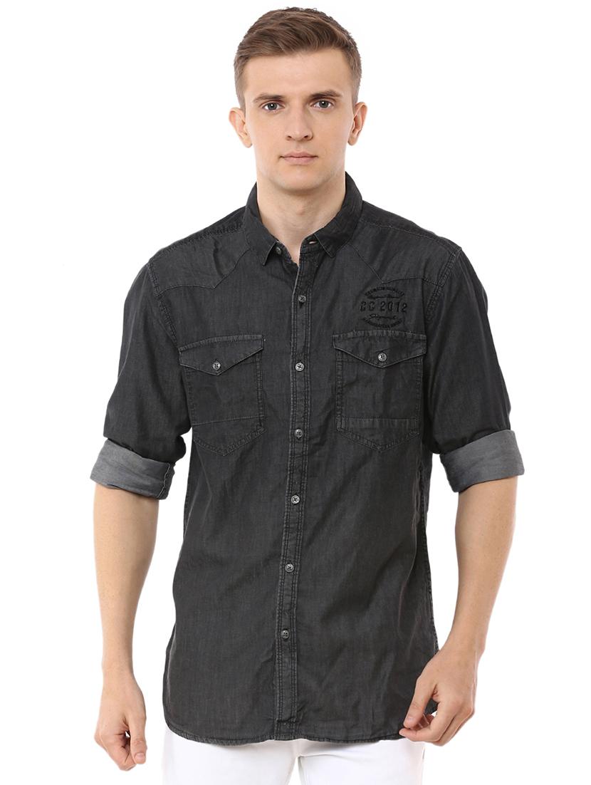 black solid casual shirt - 17278670 - Zoom Image - 1