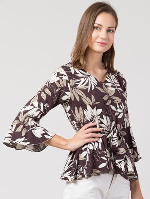 tie front peplum top - 17279045 - Standard Image - 2