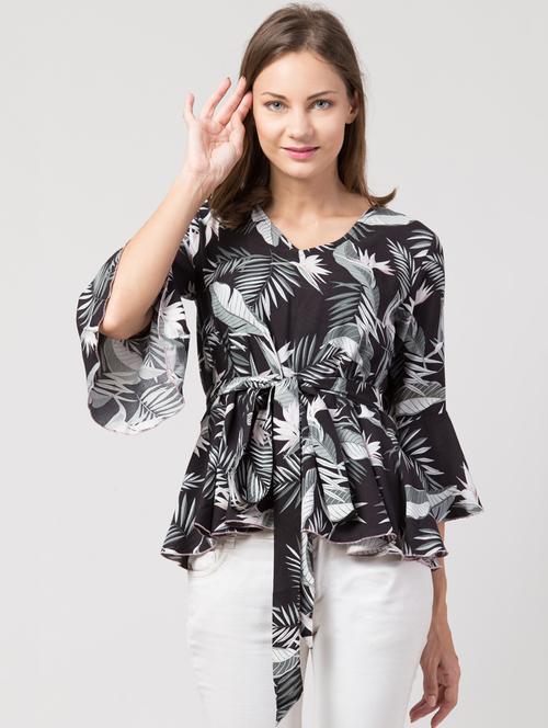 tie front peplum top - 17279046 - Standard Image - 1