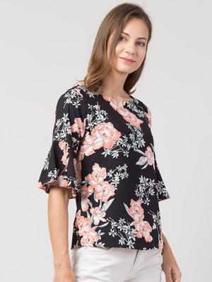 bell sleeved floral top - 17279047 - Standard Image - 2