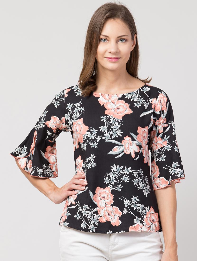 bell sleeved floral top - 17279047 - Zoom Image - 1