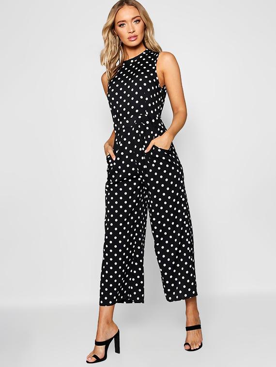 polka dot full leg jumpsuit - 17279247 - Zoom Image - 1
