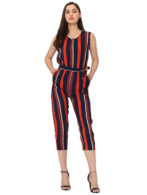 tie front striped jumpsuit - 17279254 - Zoom Image - 1