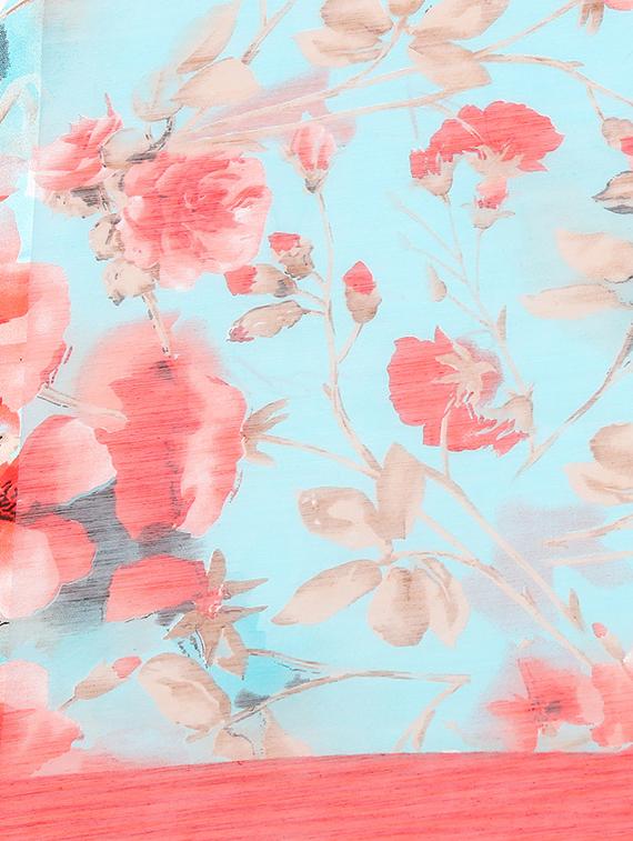 floral printed saree with blouse - 17279535 - Zoom Image - 4