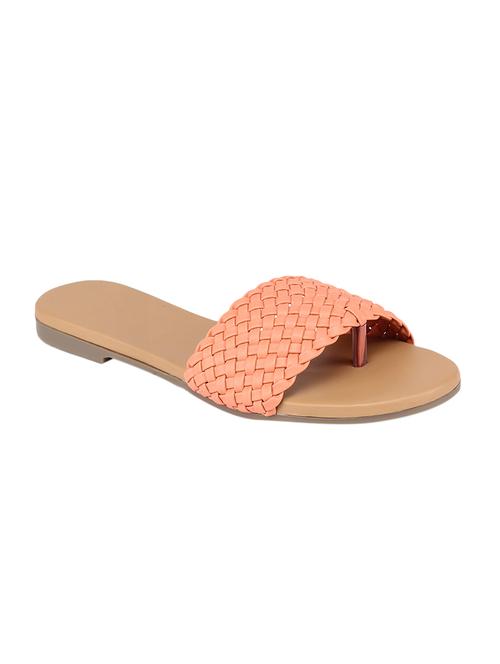 orange pu slip on sandals - 17279565 - Standard Image - 1