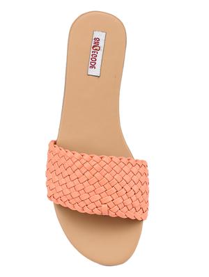 orange pu slip on sandals - 17279565 - Standard Image - 4