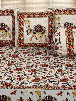 cotton jaipuri print traditional diwan set - 17279697 - Standard Image - 2