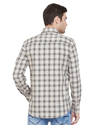 beige checkered casual shirt - 17279752 - Standard Image - 3