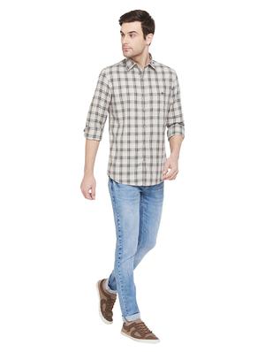 beige checkered casual shirt - 17279752 - Standard Image - 4