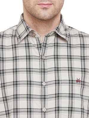 beige checkered casual shirt - 17279752 - Standard Image - 5