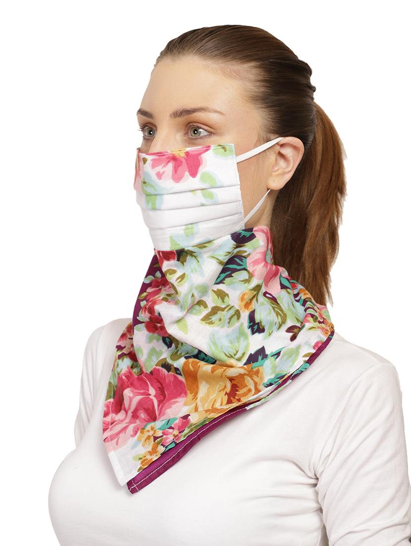 white cotton anti-pollution scarf women mask - 17279834 - Zoom Image - 2