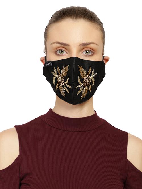black cotton decorative women mask - 17279860 - Very Small Image - 1