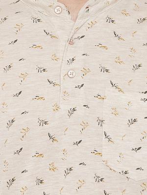 beige printed collared t-shirt - 17280053 - Standard Image - 5