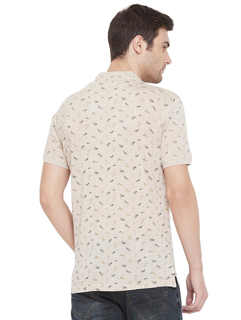 beige printed collared t-shirt - 17280053 - Zoom Image - 3