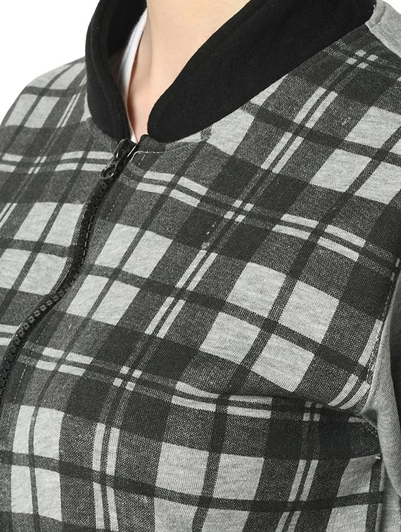mandarin neck checkered sweatshirt - 17280511 - Zoom Image - 6