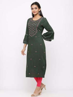 embroidered straight kurta - 17280730 - Standard Image - 2
