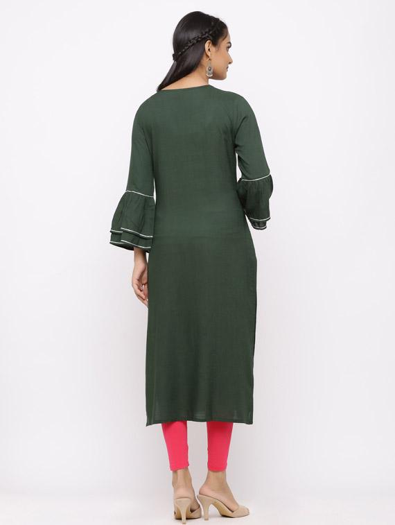 embroidered straight kurta - 17280730 - Zoom Image - 3