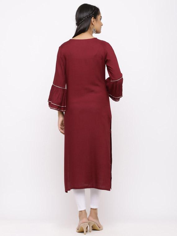 embroidered straight kurta - 17280731 - Zoom Image - 3